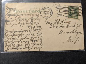 Side-Wheel Steamer CITY of TROY, NY 1909 Naval Postcard w/ note