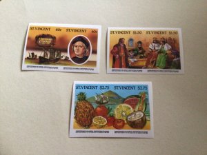 St Vincent 1992 Christopher Columbus mint never hinged imperf stamps A11202