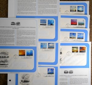 2004 Cloudscapes Clouds 15 designs Sc 3878a-o 8 FDCs with PCS cachet pages