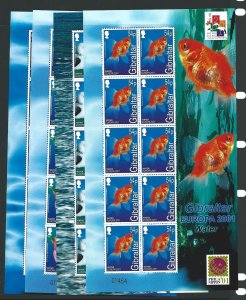 GIBRALTAR SG968/71 2001 EUROPA (WATER & NATURE) SHEETLETS MNH