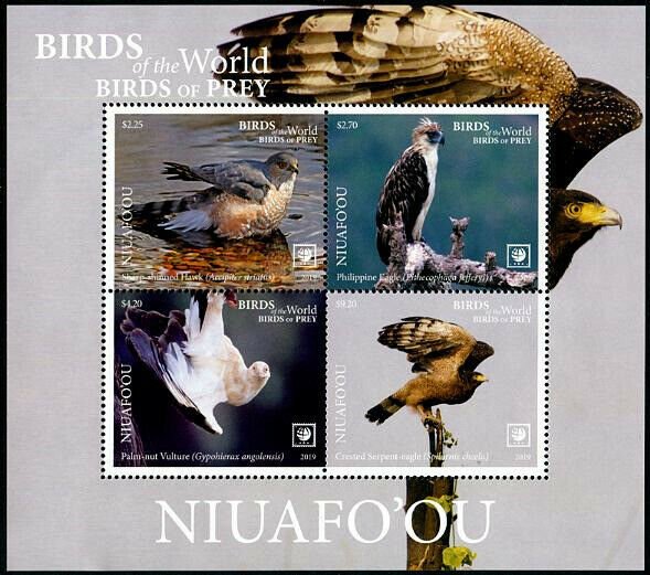 HERRICKSTAMP NEW ISSUES NIUAFO'OU (TIN CAN ISLAND) Birds of Prey 2019 S/S