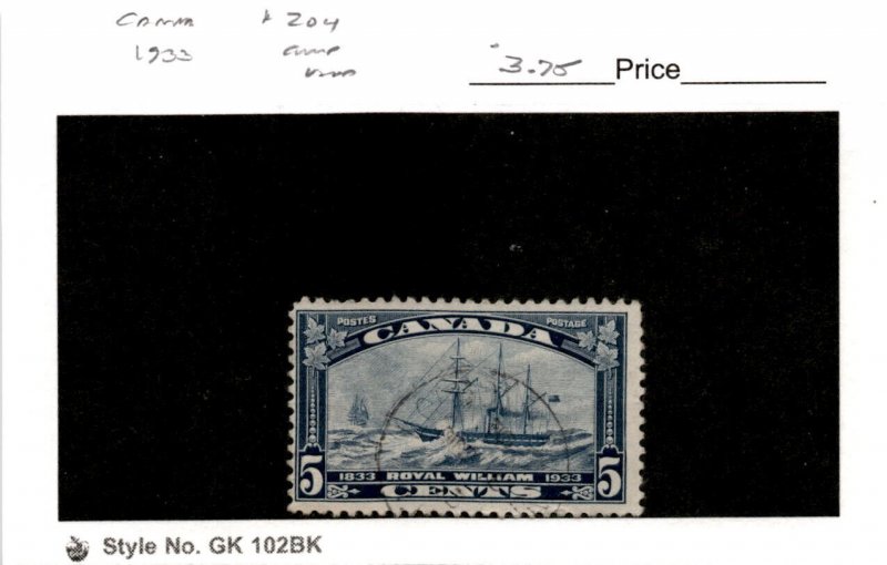 Canada, Postage Stamp, #204 Used, 1933 Steamship Royal William (AQ)