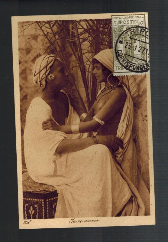 1927 Tripoli Libya Real Picture Postcard Cover to USA Two Native WOmen