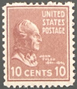 Scott #815 1938 10¢ Presidential Series John Tyler unused hinged
