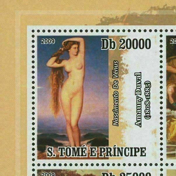 S. Tomé and Príncipe Paintings Souvenir Sheet of 4 Stamps Mint NH