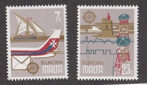 Malta # 558-559, Europa, Airplane - Ship, Mint LH, 1/3 Cat.