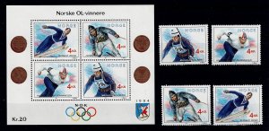 Norway 997 MNH souvenir sheet + stamps Winter Olympics Gold Medalists ski skiing