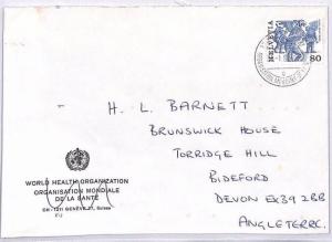 Switzerland UN Geneva WORLD HEALTH ORGANISATION Airmail Cover 1980 BQ265