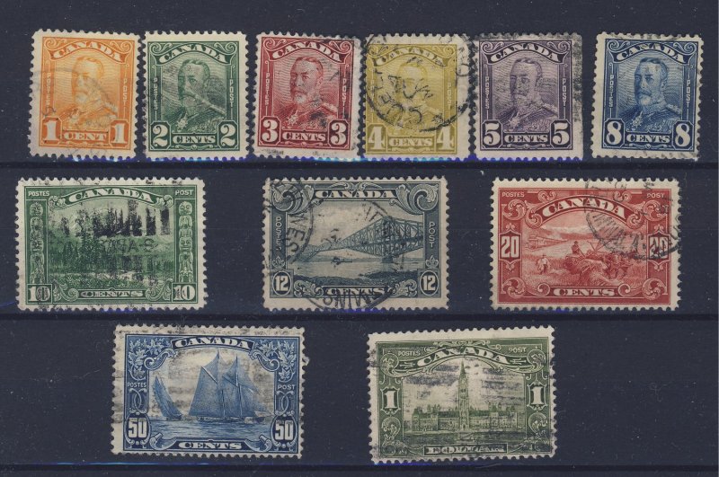 11x Canada Scroll Stamps; #149-1c  to #159-$1.00 Used F/VF Guide Value= $147.00