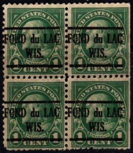 1923 US Scott #- 552 1 Cent Benjamin Franklin Precancel Fond Du Lac WI Used