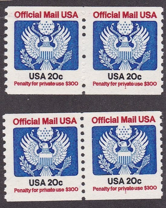 US Officials o135, MNH Pair With Plate Number, 2 Copies