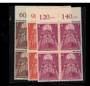 Luxembourg #329 - #331 Very Fine Never Hinged Block Set With Plates