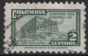 Colombia RA24 (used) 2c ministry of posts & telegraphs, green (1946)