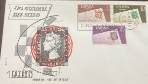 D)1966, SPAIN, FIRST DAY COVER, ISSUE, WORLD STAMP DAY, FDC