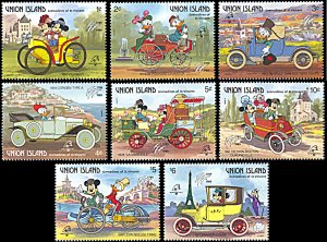 Union Island 241-248, MNH, Disney French Antique Automobiles