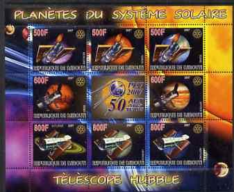 Djibouti 2007 M/S Space Explore Planet Telescope Sciences Solar System Stamps