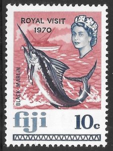 Fiji Scott 287 MNH 10c Black Marlin Royal Visit Overprint issue of 1970, Fish