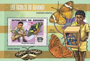 Burundi 2014 Imperf. Scouts of Burundi / Mineralogy / Butterflies (II) full N° 3-