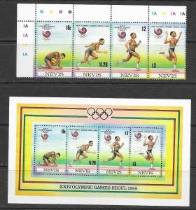 Nevis 569, e MNH Olympics cpl. set, vf.   2022 CV $6.00