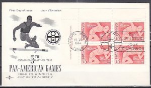 Canada, Scott cat. 472. Pan American Games, BLK/4 issue. First day cover. ^