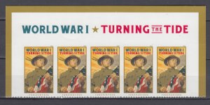 (J) ​USA #5300 WWI Turning the Tide  Strip of 5 Forever MNH