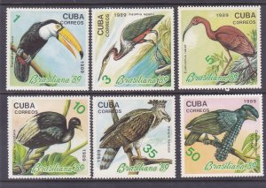 Cuba 3137-42 MNH 1989 Exotic Birds Full 6 Stamp Set Very Fine