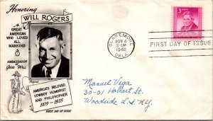 FDC 1948 SC #975 Fleetwood Cachet - Claremore, Okla - Single - J1583