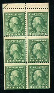 (1917-19) #498e 1¢ Washington unused NH booklet pane ⭐⭐⭐⭐⭐⭐