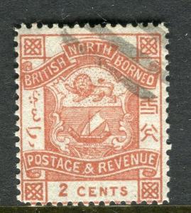 NORTH BORNEO;  1888-92 early classic 'Postage & Revenue' issue used 2c. value