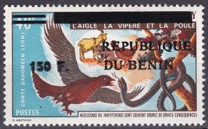 BENIN 1996 724 150F €90 EAGLE VIPERS EAGLE SNAKES BIRDS OVERPRINT SURCHARGE MNH-