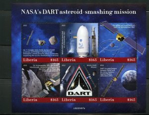 LIBERIA 2022 NASA'S DART ASTEROID SMASHING MISSION SHEET MINT NH