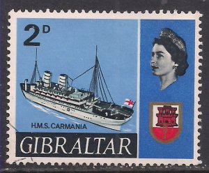 Gibraltar 1967 QE2 2d HMS Carmania used SG 202 ( K1418 )