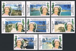 Turks & Caicos 978-985, 987, MNH. Queen Elizabeth II accession to Throne, 1992.