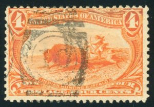 US Stamp #287 Indian Hunting Buffalo 4c - USED - CV $25.00