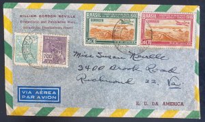 1942 Pernambuco Brazil Commercial Airmail Cover To Richmond VA USA