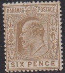 1911 Bahamas King Edward VII KEVII Six pence issue Wmk 3 MLMH Sc# 47 CV $25.00