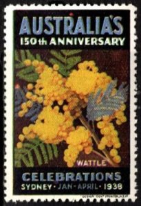 1938 Australia Poster Stamp 150th Anniversary Celebrations Sydney January-April