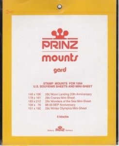 Prinz Stamp Mount SS-94 Blocks & Sheetlets Black