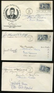 3 JFK COVERS SIGNED BY PT-109 CREW, DR JANET TRAVELL, CAPT HANAMI & MANY MORE