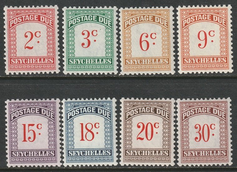 Seychelles 1951 Sc J1-8 postage due complete set MLH