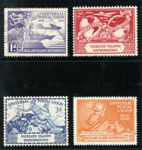 Falkland Islands Deps 1949 KGVI UPU set complete VFU. SG G21-G24. Sc 1L14-17.