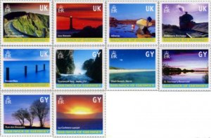 Guernsey UK 2001 Landscapes Definitives Lighthouse Train boat set 10 stamps MNH