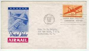 1941 US AIRMAIL TRANSPORT PLANE 50c C31 Ioor Variety Cachet On C29-12