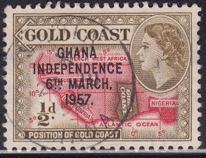 Ghana 5 Map of West Africa ½p 1957