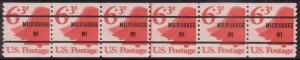 #1518a Bell 6.3 MILWAUKEE WI 81 Precancel Line Strip 6 MNH