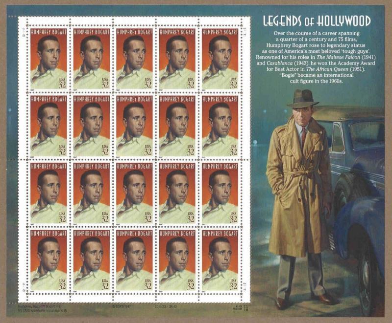 U S Full Sheet Of Mint Stamps Scott #3152 Humphrey Bogart See Info