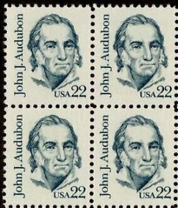 1985 John J Audubon Block Of 4 22c Postage Stamps, Sc 1863, MNH, OG