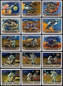 Haiti 668 note 2,15 stamps,MNH. Space Exploration USA-USSR for UPU-100,Apollo 17