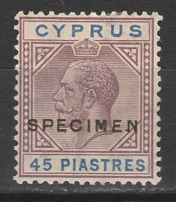 CYPRUS 1921 KGV SPECIMEN 45PI WMK MULTI SCRIPT CA