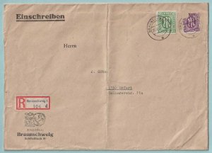 GERMANY - ALLIED OCCUPATION 1945 REGISTERED COVER BRAUNSCHWEIG TO ERFURT - CV810